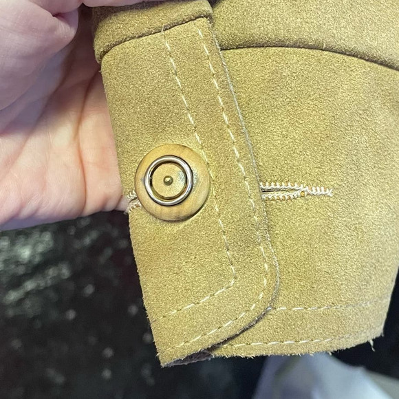 Vintage 70s Gastown Talk Tan Suede Leather Coat Womens Small Retro Boho Grunge - Picture 5 of 10